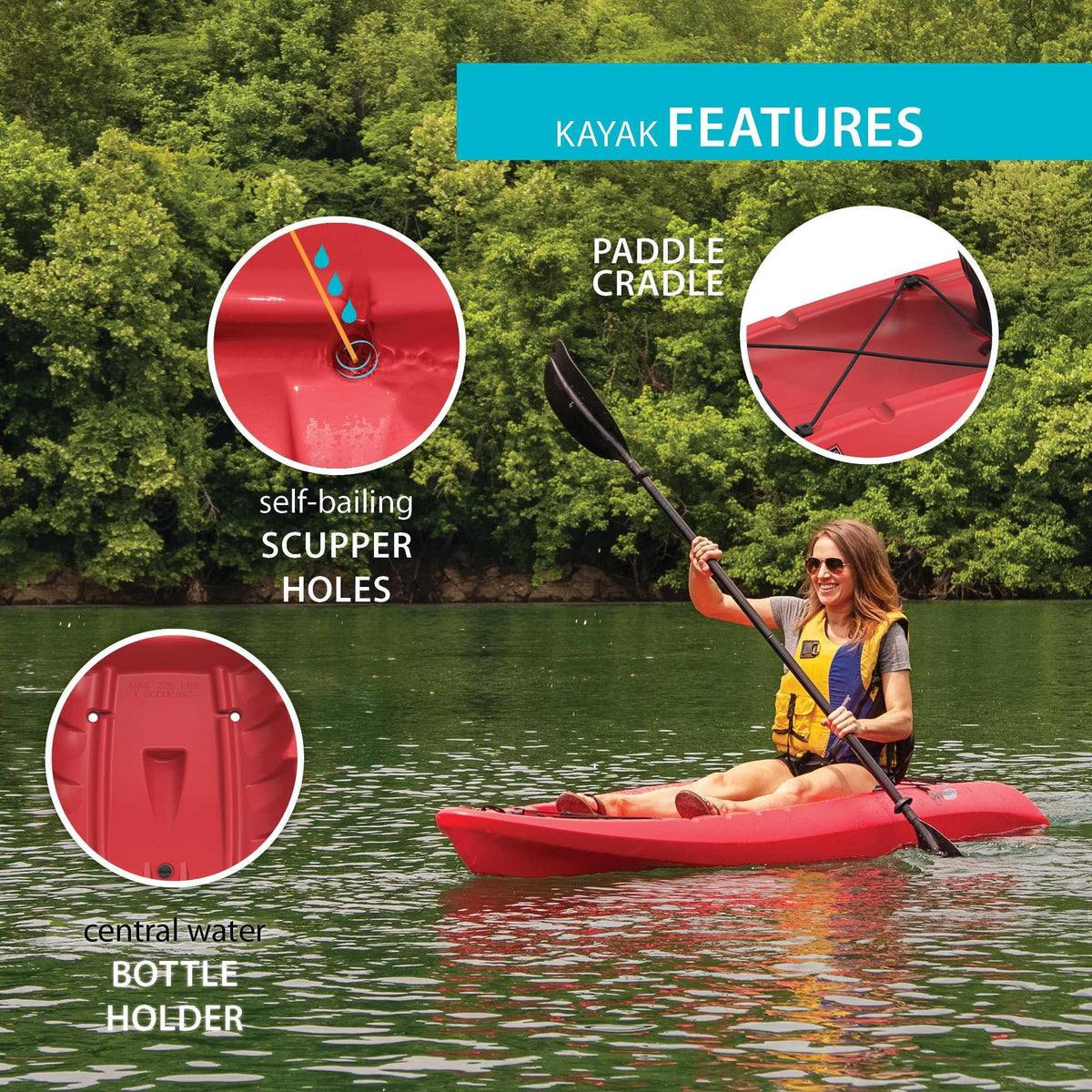 Lifetime Hydros 101 inch Sit-on-Top Kayak, Orange (90595)