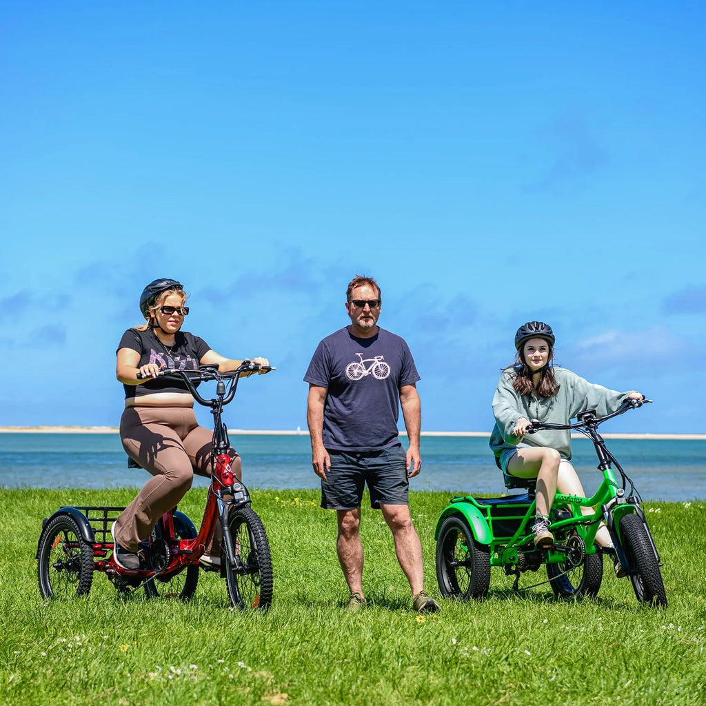 Addmotor M-360II Semi-Recumbent Electric Trike, 85MI, Fat Tire 3 Wheel Electric Bike for Adults, 750W 48V 20Ah Electric Tricycle for Seniors, 20" Electric Trike with Speed Differential, Green