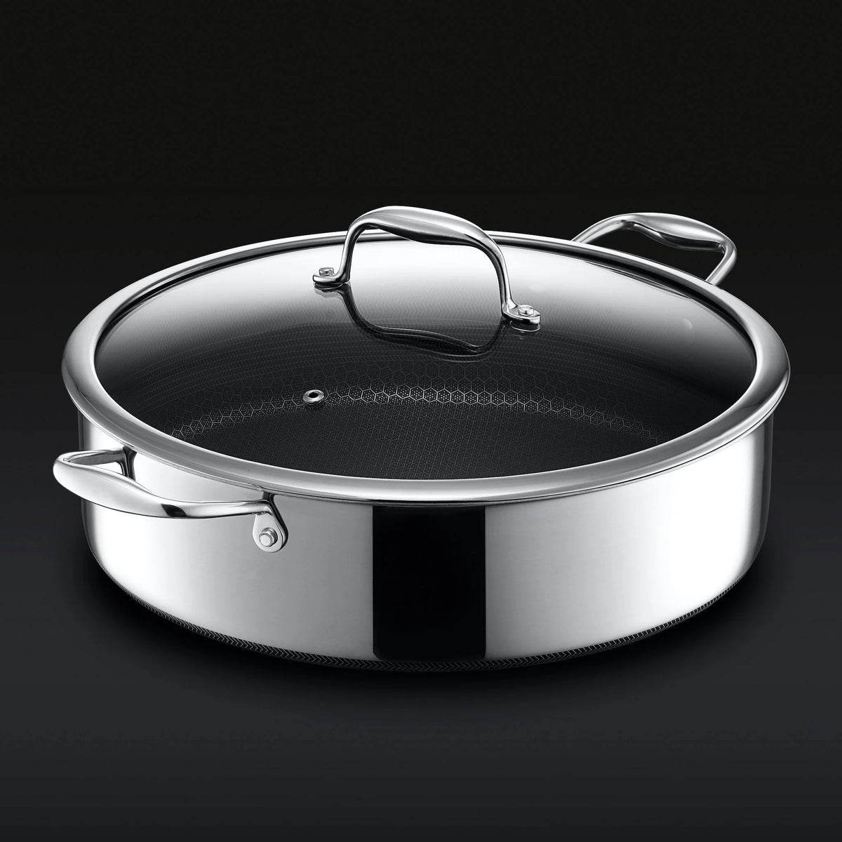 Hybrid Deep Saut Pan/Chicken Fryer with Lid, 7-Qt