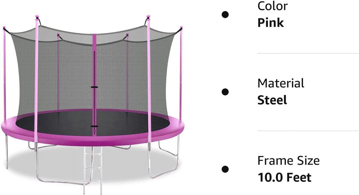 FDW 8 ft New Outdoor Round Trampoline with Safety Net and Spring Pad for Kids and Adults(Blue)