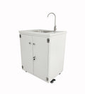 Cabinet Portable Sink Self Contained Hand Wash Station Mobile Sink Water Fountain Water Supply 110V/12V Powered Built-in Pump Water Jugs NOT included 24 X 18 X 30" CABINET SIZE 10094