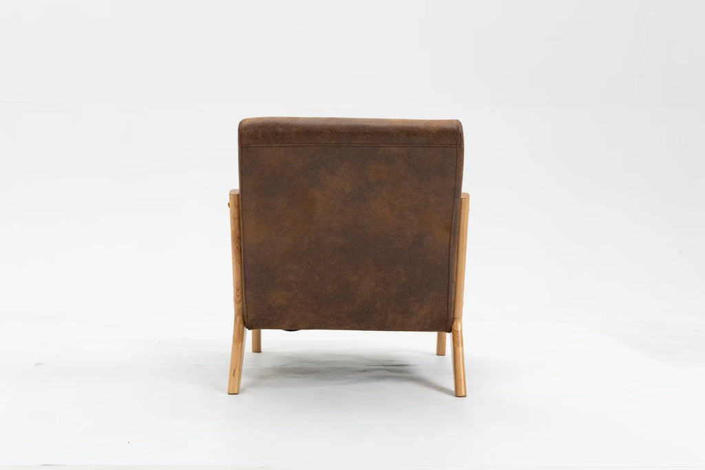 Modern Accent Chair, Upholstered Armchair with Wood Frame, Bronzing Cloth Single Sofa Chair with Lumbar Pillow for Living Room Bedroom Apartment, Orange