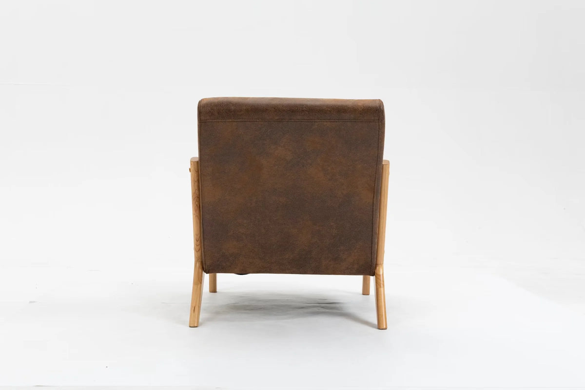 Modern Accent Chair, Upholstered Armchair with Wood Frame, Bronzing Cloth Single Sofa Chair with Lumbar Pillow for Living Room Bedroom Apartment, Orange