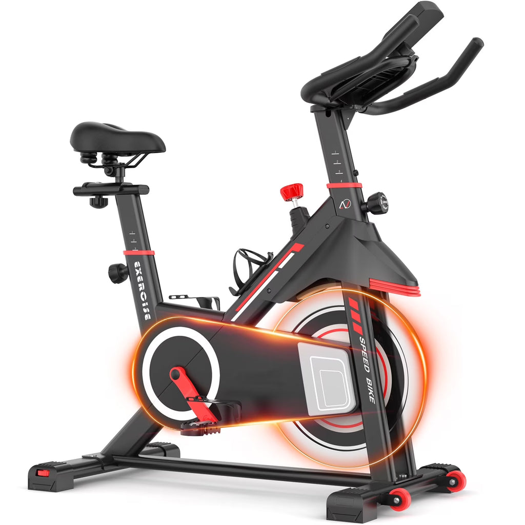 Exercise Bike Indoor Stationary Cycling Bike with 300lbs Weight Capacity,100% Resistance Adjustment Range, Heavy Flywheel, Comfortable Seat Cushion & LCD Monitor