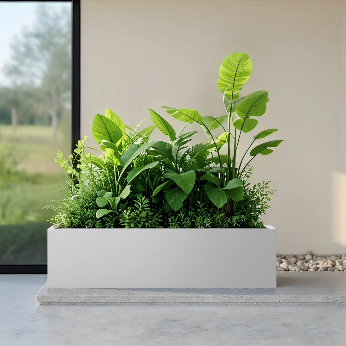 MAYEERTY 36*9*9" Gray Modern Large Rect Metal Planter Box with Drainage Hole for Outdoor Gardening & Balcony