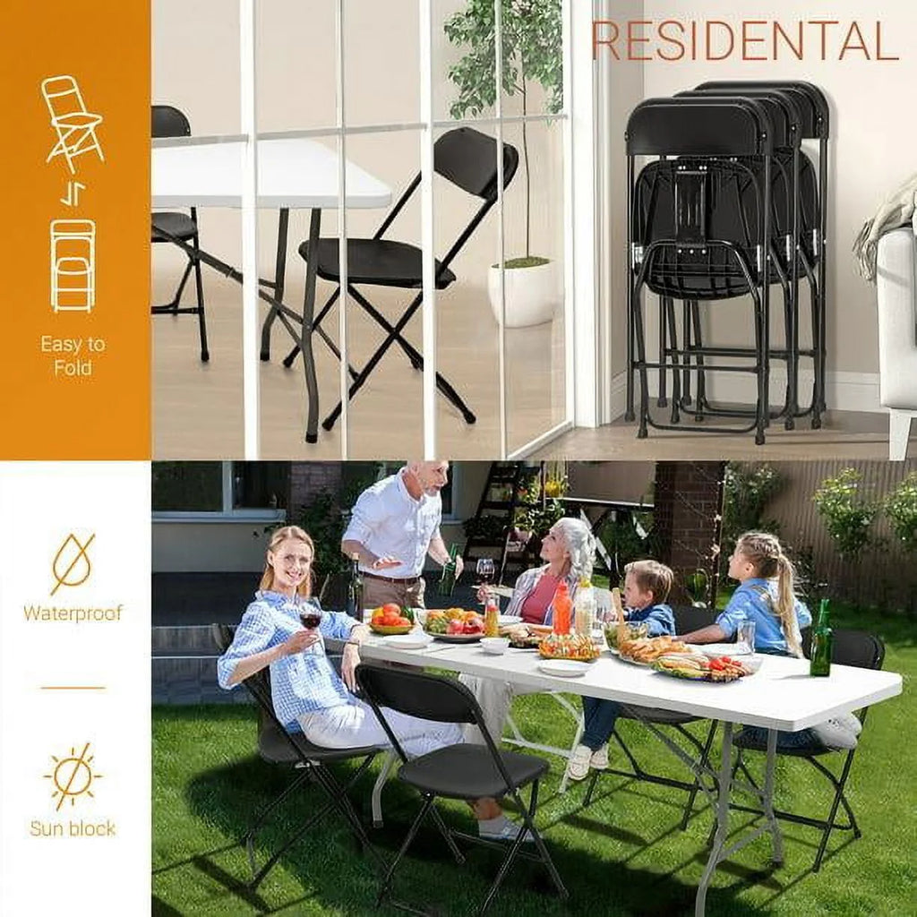 Ktaxon 10 Pack Plastic Folding Chairs Wedding Banquet Seat Party Event Chair for Adults, Black