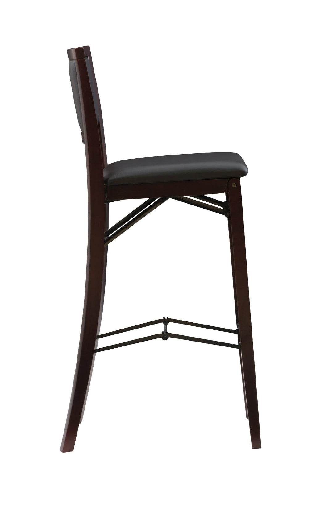 Linon Kristle Folding Padded Bar Stool, 30" Seat Height, Espresso Finish with Dark Brown PVC Fabric