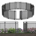 Petorldog Decorative Garden Fence, 36ft x 40in, 14 Panels + 2 Gates, No Dig Metal Dog Fence for Yard | Black-Silver