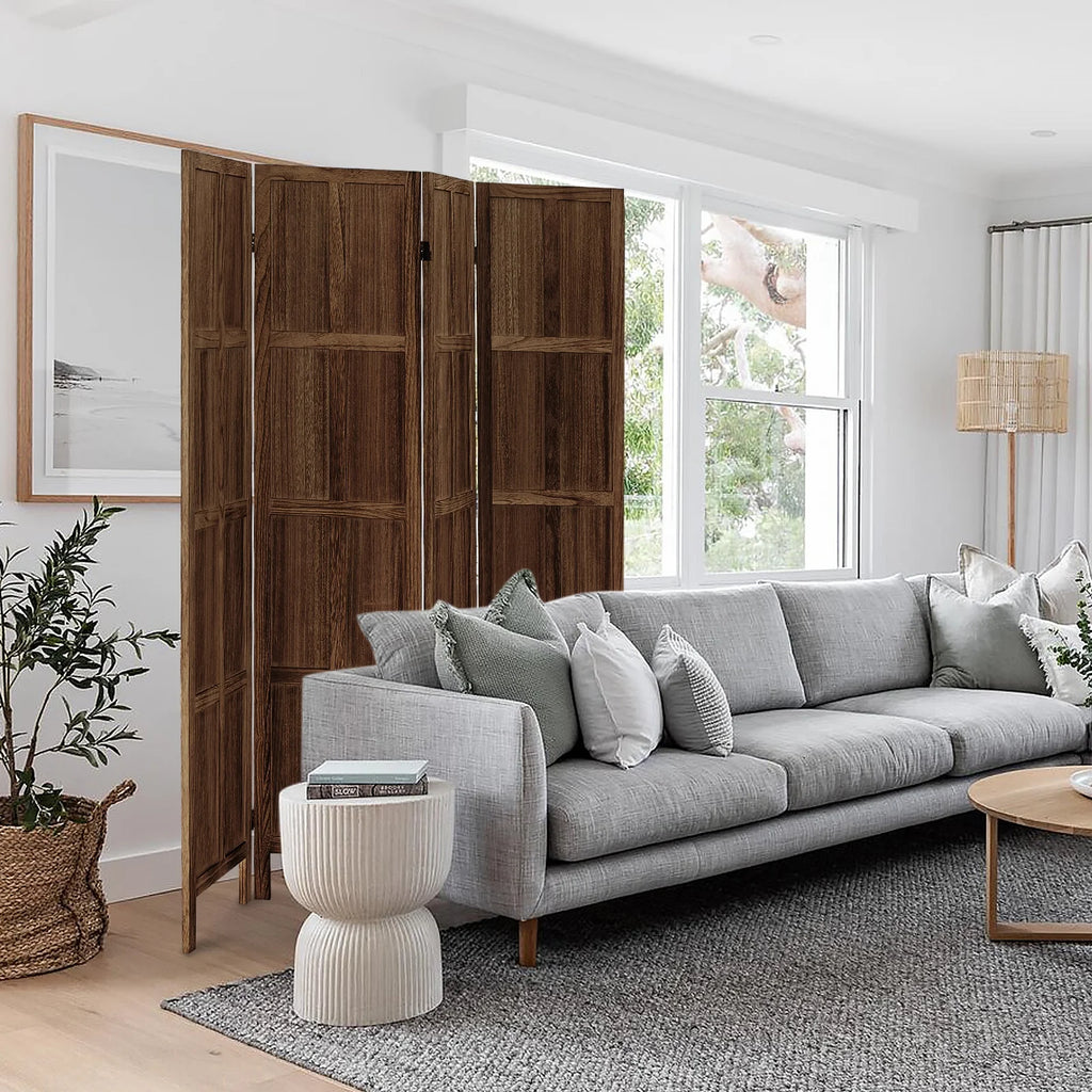 Aletheiawu 4 Panel Room Divider Wall and Folding Privacy Screens No Installation Required White