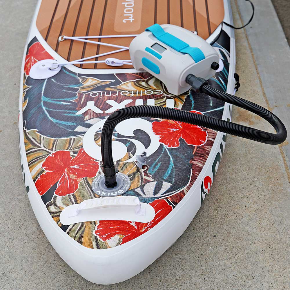 NIXY Electric Air Pump for Inflatable Stand Up Paddle Boards 12v Dual Stage and Auto-off Function, Max 20 Psi