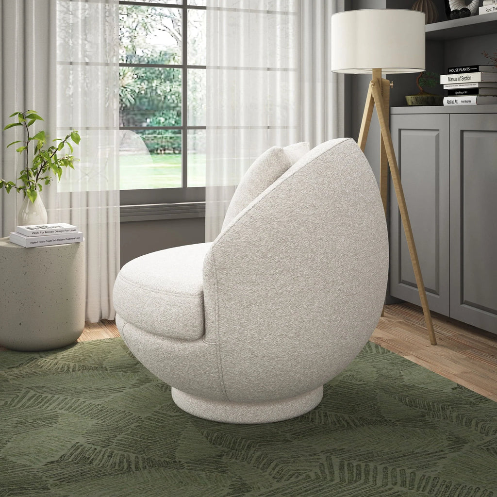 Hillsdale Boulder Upholstered Swivel Storage Chair, Ash White