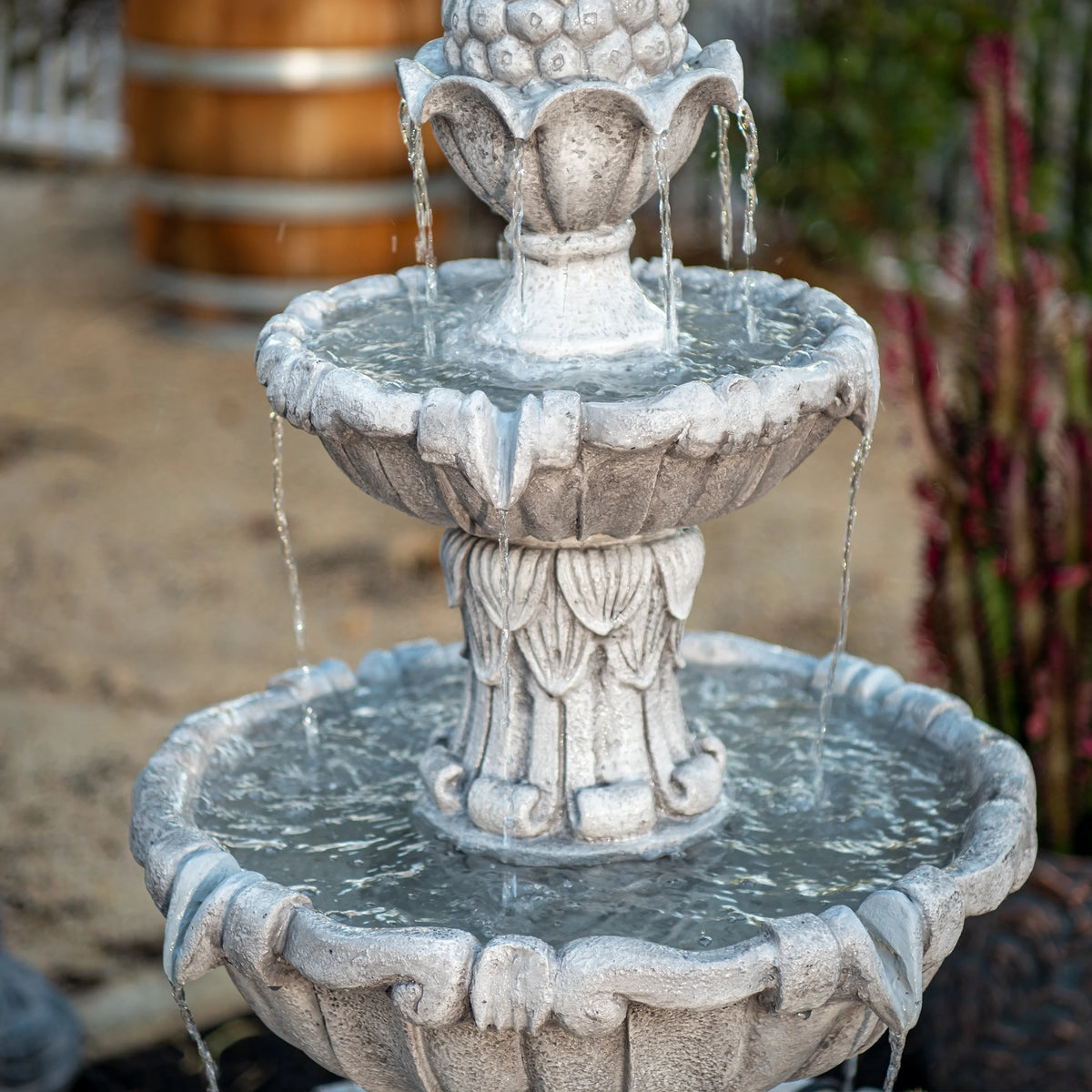 XBrand 58.3" 3-Tier Outdoor Freestanding Water Fountain - Classic Leaf Design, Large Bird Bath with Pump - Ideal for Yard, Lawn and Garden Dcor