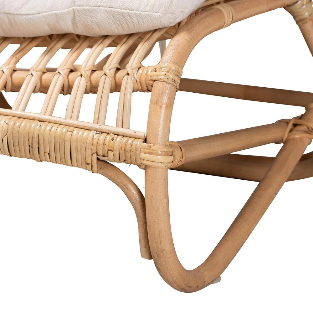 bali & pari Delara Modern Bohemian Natural Brown Rattan Chaise