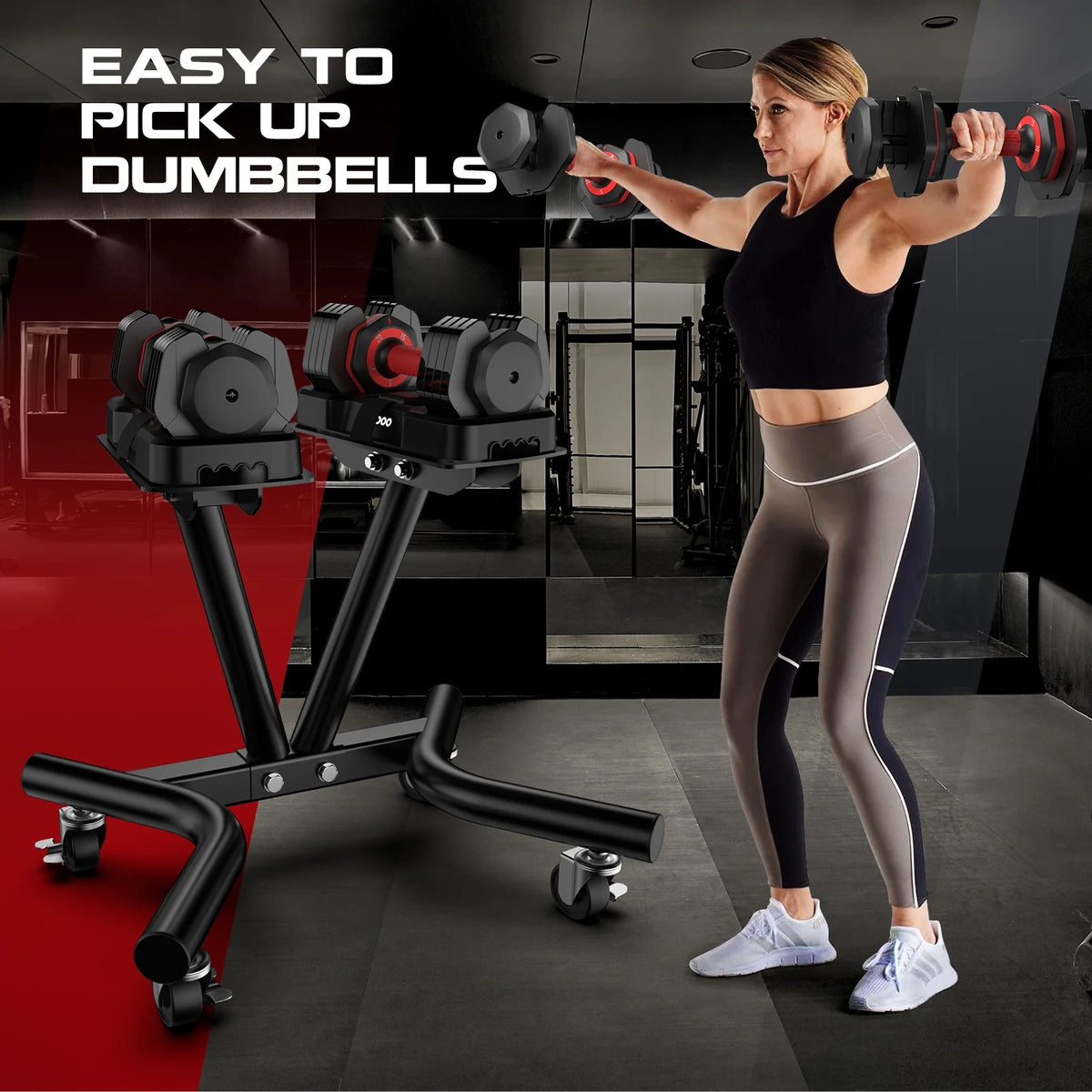 (1 Pair) LNOW 50lbs Quick Select Adjustable Dumbbells for Home Gym 5 in 1 Free Weights 5/10/15/20/25lb/50lb Dumbbell with Anti-Slip Handle, Suitable for Home Gym Exercise Equipment
