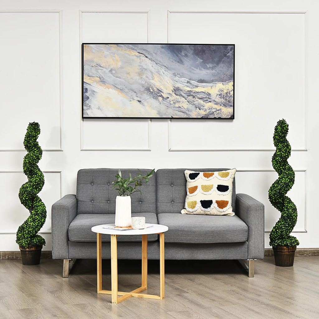Costway 4FT Spiral Boxwood Topiary Trees in Golden Cement Pot (2 Count)