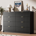 Furniway Black Dresser for Bedroom, 8 Drawer Double Dresser, Modern Chest of Drawers for Bedroom, Living Room, Entryway and Closet, 55" L x 15.7" D x 37.4" H