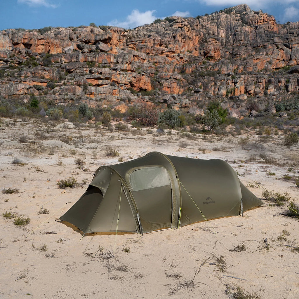 Naturehike, Ultralight Hiking Tent, Tear-resistant Tunnel Tent, Waterproof Camping Tent, Windproof Tent with Hall, 15D Lightweight Silicone-coated Nylon Fabrics,Large size for 2/3 Person.