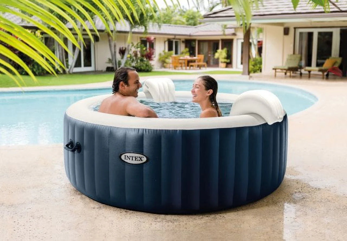INTEX PureSpa Plus Bubble Inflatable Hot Tub Set - 4 Person Spa with Energy Efficient Spa Cover