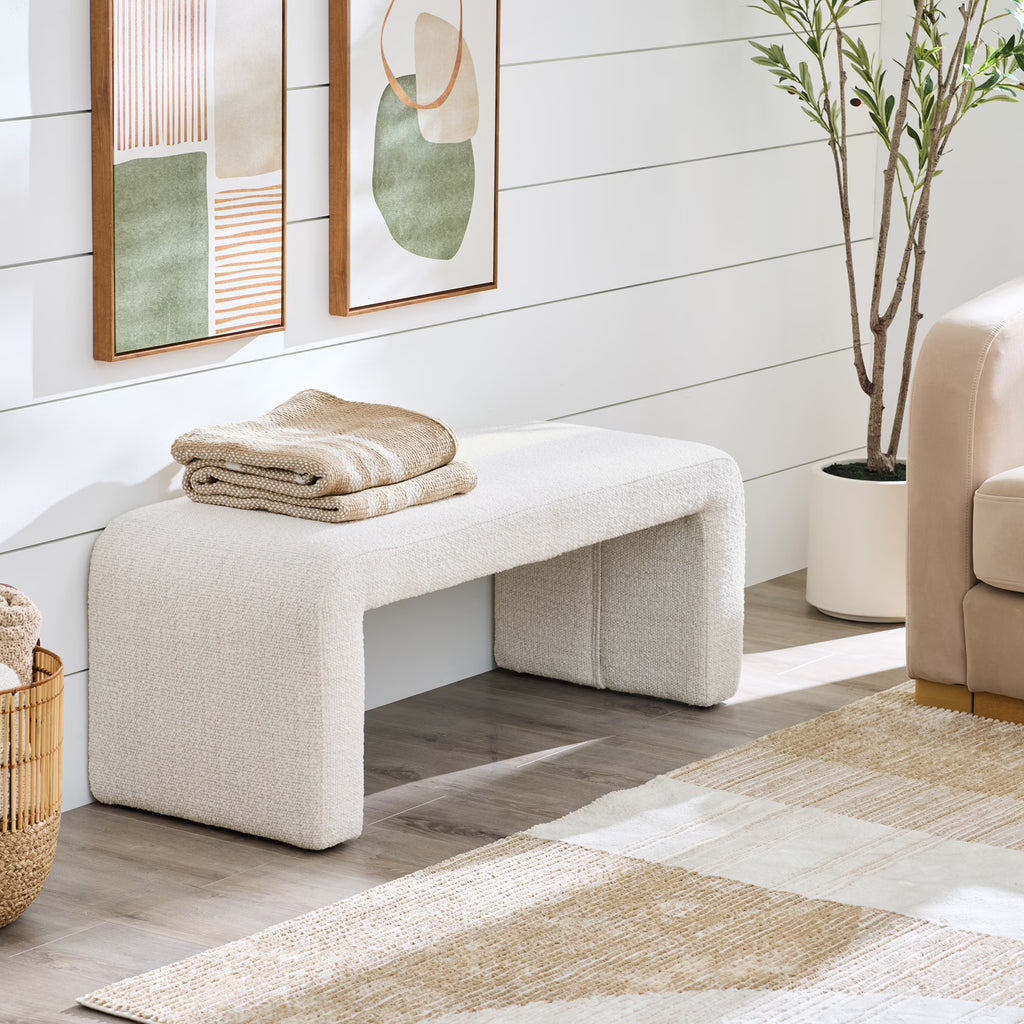 Better Homes & Gardens Juliet Velvet Waterfall Bench, Beige