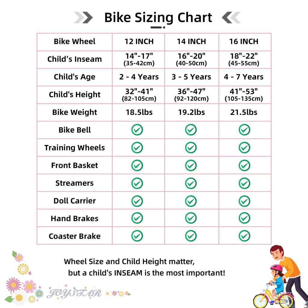 JOYSTAR Little Daisy 14 Inch Kids Bike for 3 4 5 Years Girls with Handbrake Children Princess Bicycle with Training Wheels Basket Streamer Toddler Cycle Bikes Blue