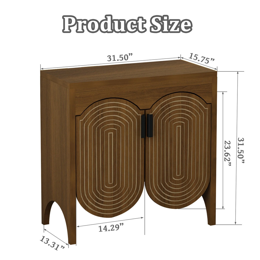LEFHDA 2PCS Buffet Cabinet, Sideboard Cabinet with Storage, Accent Storage Cabinet with Carved Arc Door Design for Kitchen Dining Room, 2 Doors Buffet Cabinet with Adjustable Shelves