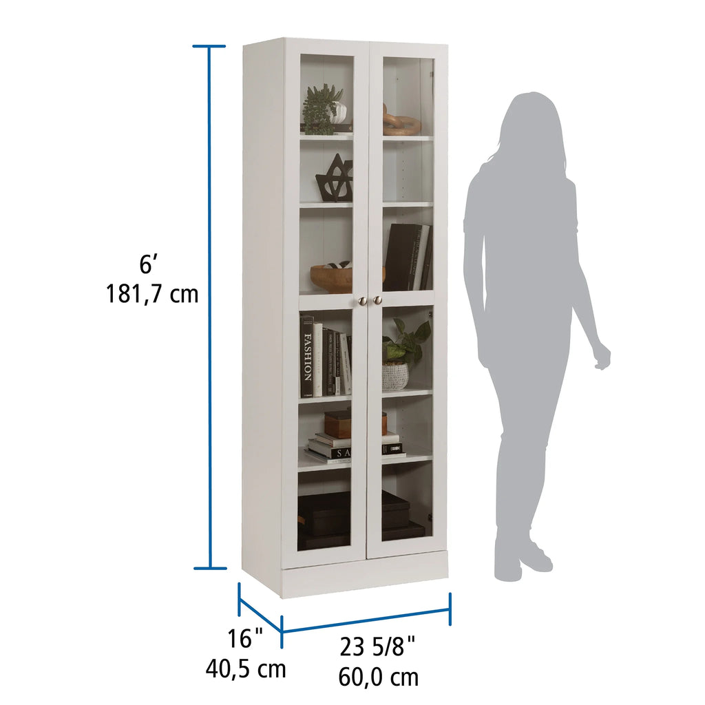 Mainstays Glass Door Storage Bookcase, Black Finish