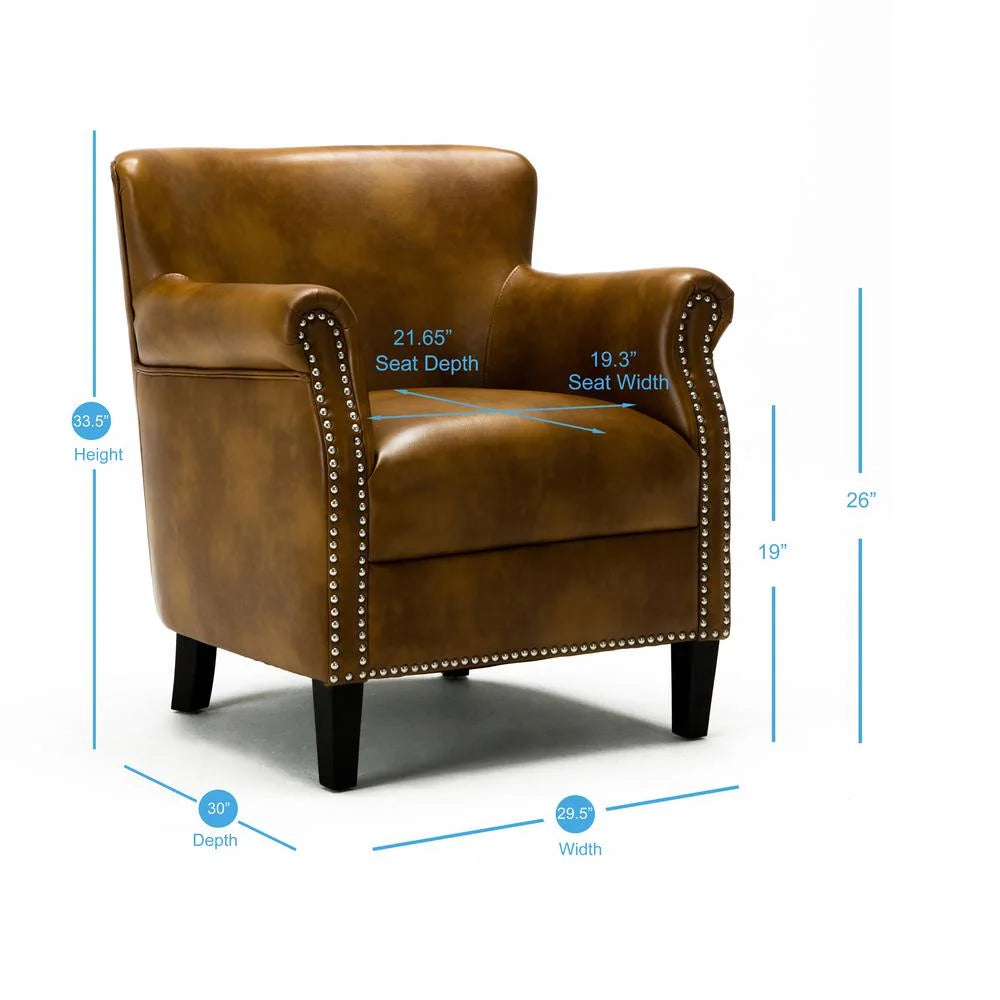 Comfort Pointe Holly Navy Blue Faux Leather Club Chair with Nail Head Trim