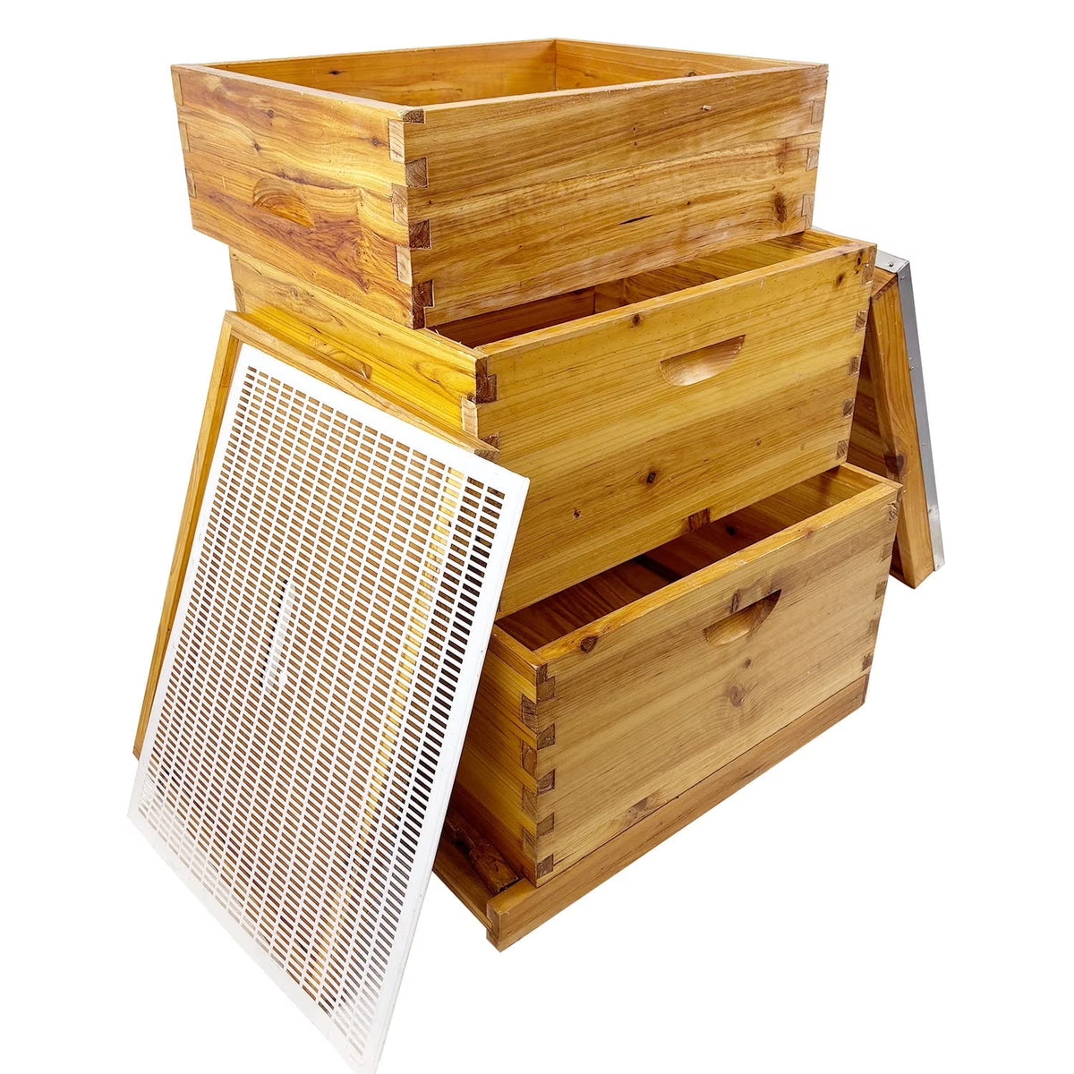 PRIJESSE 5-Layer Bee Hive for Beekeeping - 2 Deep & 3 Medium Boxes with Beeswax Coating, Ventilated Metal Roof (Frames Sold Separately)