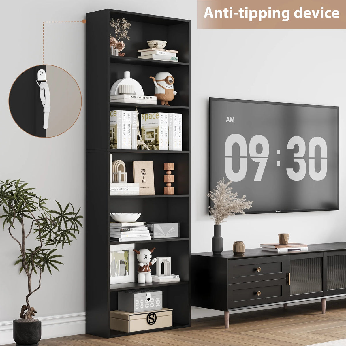 Homfa 82" Tall Bookcases, Freestanding Display Storage Shelves, 7-Tier Open Bookshelf for Home Office Living Room Bedroom, White