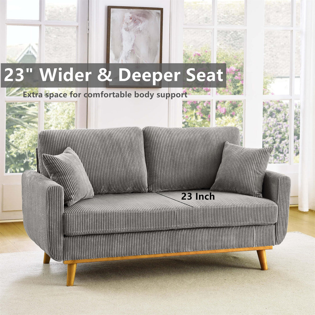 Aukfa 68" Small Sofa Couch Comfy Mid Century Modern Loveseat Sofa for Living Room Bedroom, Cream