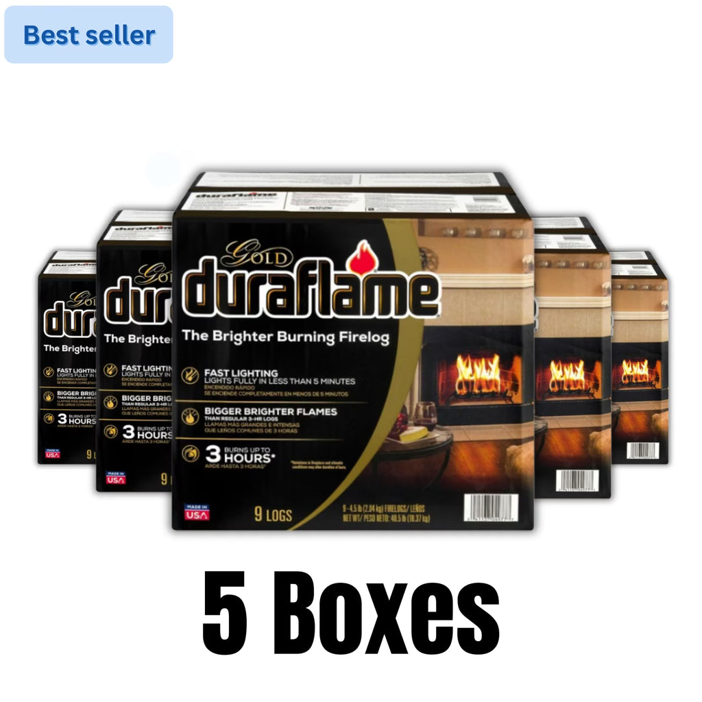 Duraflame Gold Ultra-Premium 4.5 lb Firelogs 9-Pack Case, Pack of 5, Long-Lasting 3-Hour Burn, Clean and Convenient Indoor or Outdoor Fireplace Logs