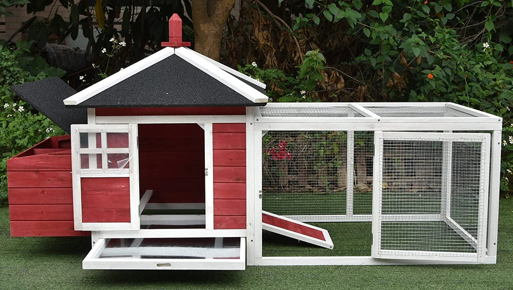 77" Solid Wood Backyard Chicken Coop with 2 Nesting Boxes