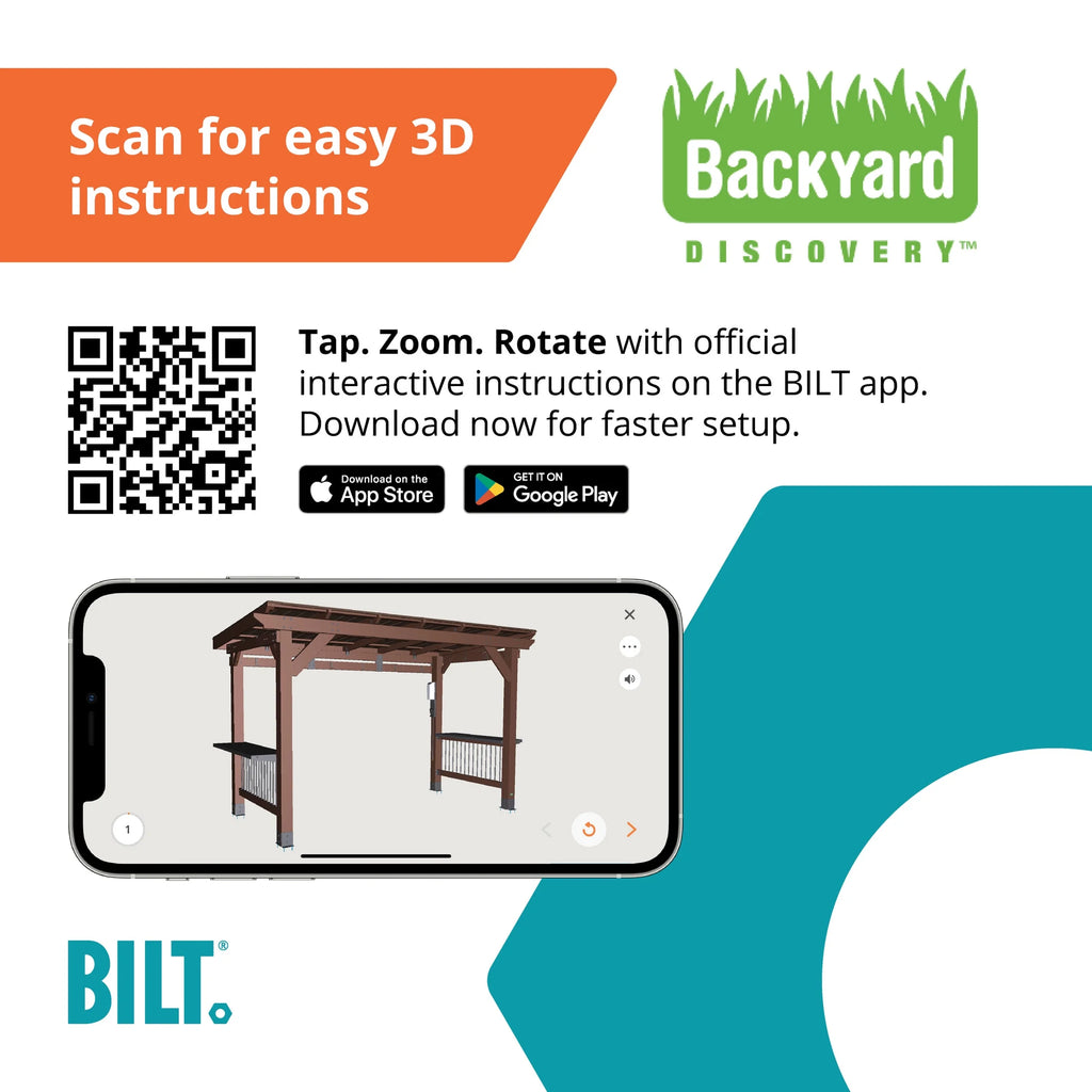 Backyard Discovery Saxony XL 12'x6' Cedar Grill Gazebo, Galvanized Steel Roof, Bar Tops