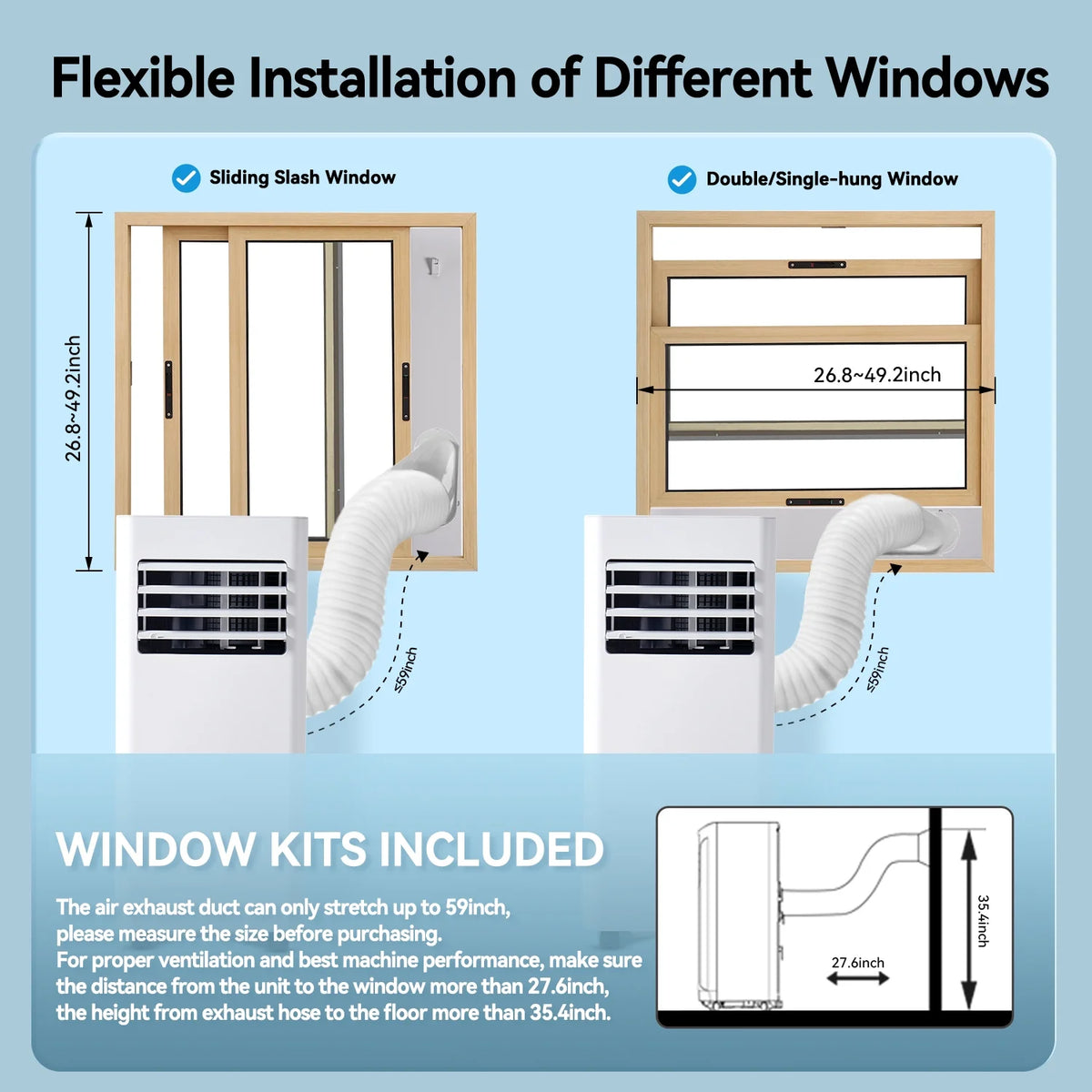 Bapipro 10,000 BTU Smart Portable AC - WiFi/Remote, 4-in-1 for 300 Sq.Ft, 24H Timer, Window Kit, 55dB, ETL Certified