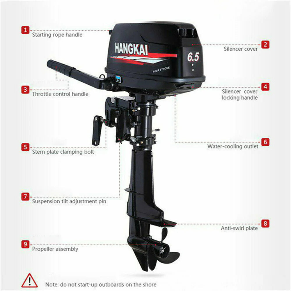 4Stroke 6.5HP Outboard Motor Marine Boat Engine Water Cooling CDI System 6.5HP 4-Stroke Outboard Motor Tiller control Boat Engine Water Cooling 123CC 4-Stroke 6.5HP Outboard Motor Boat Marine Engine