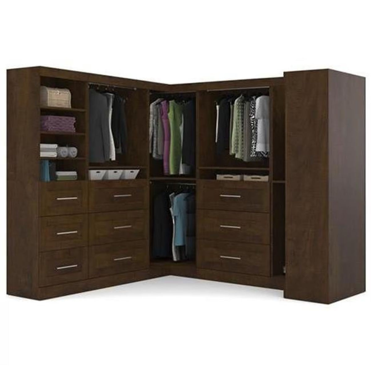 Bestar Pur 161W Walk-In Closet Organizer System in Bark Gray - Engineered Wood