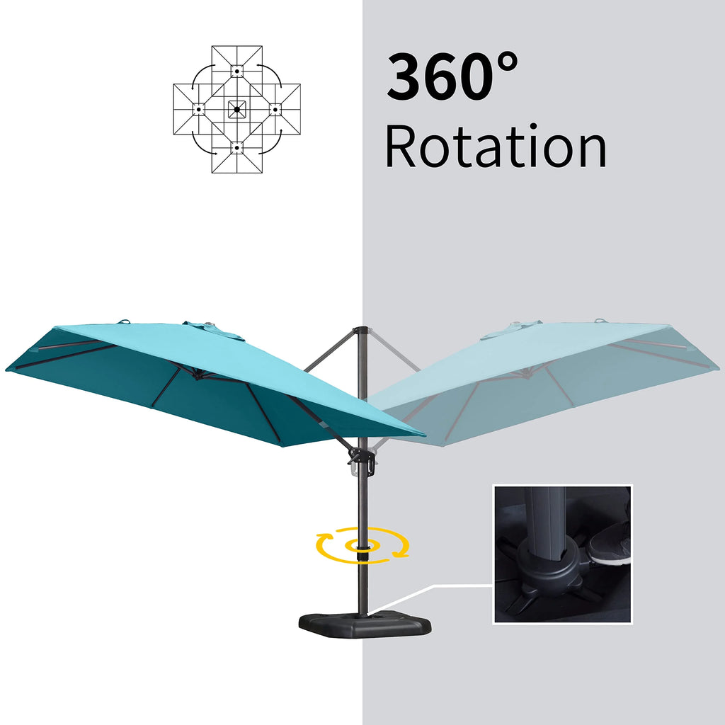PURPLE LEAF 8x8 Ft Cantilever Umbrella Square Outdoor Patio Umbrella Large Offset Hanging Umbrella Aluminum Umbrella with 360°Rotation Adjustable Garden Pool Umbrella,Beige