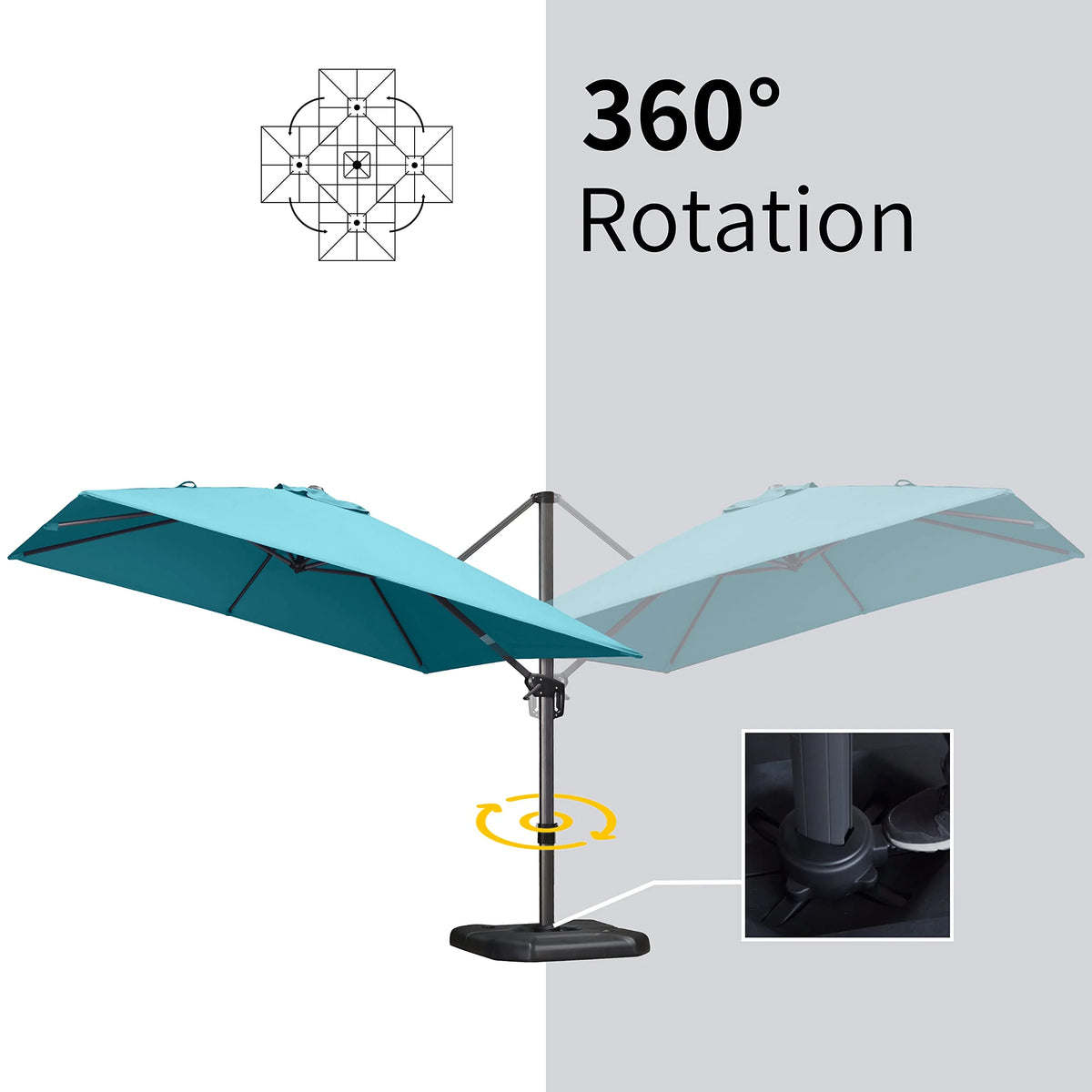 PURPLE LEAF 8x8 Ft Cantilever Umbrella Square Outdoor Patio Umbrella Large Offset Hanging Umbrella Aluminum Umbrella with 360°Rotation Adjustable Garden Pool Umbrella,Beige