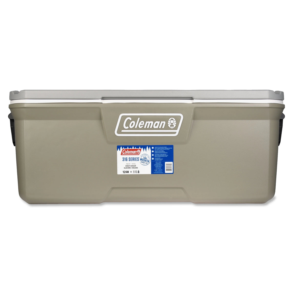 Coleman 316 Series 150QT Hard Chest Cooler, Silver Ash
