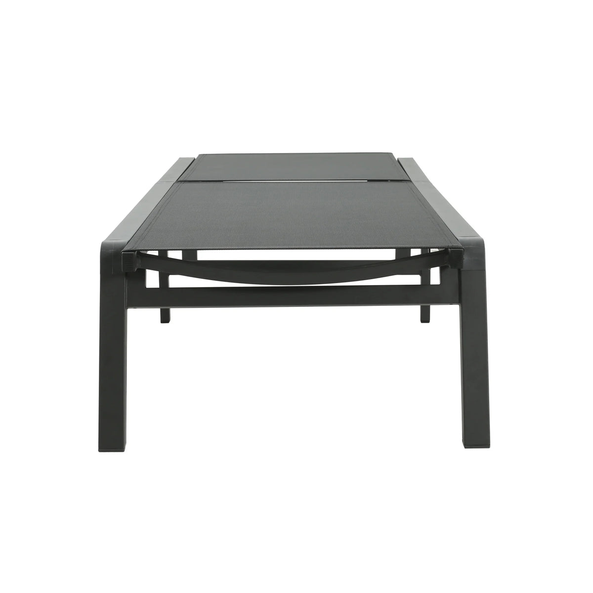 Outdoor Aluminum Mesh Chaise Lounges with Wheels and Adjustable Backrest, Black, Set of 2