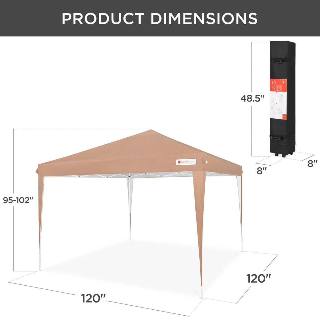 Best Choice Products 10x10ft Pop Up Canopy Outdoor Portable Adjustable Instant Gazebo Tent w/ Carrying Bag - White