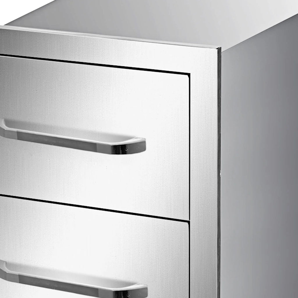 Outdoor Kitchen Drawers 16" W x 21.5" H x 18" D, Flush Mount Triple Access BBQ Drawers with Stainless Steel Handle, BBQ Island Drawers for Outdoor Kitchens or BBQ Island Patio Grill Station