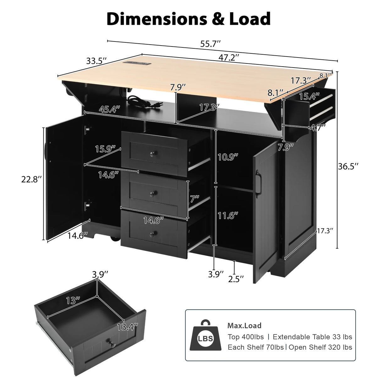 Homy Casa Rolling Large Garage Storage Cabinet with Dual Drop Leaves, Power Outlets for Office Gym, School