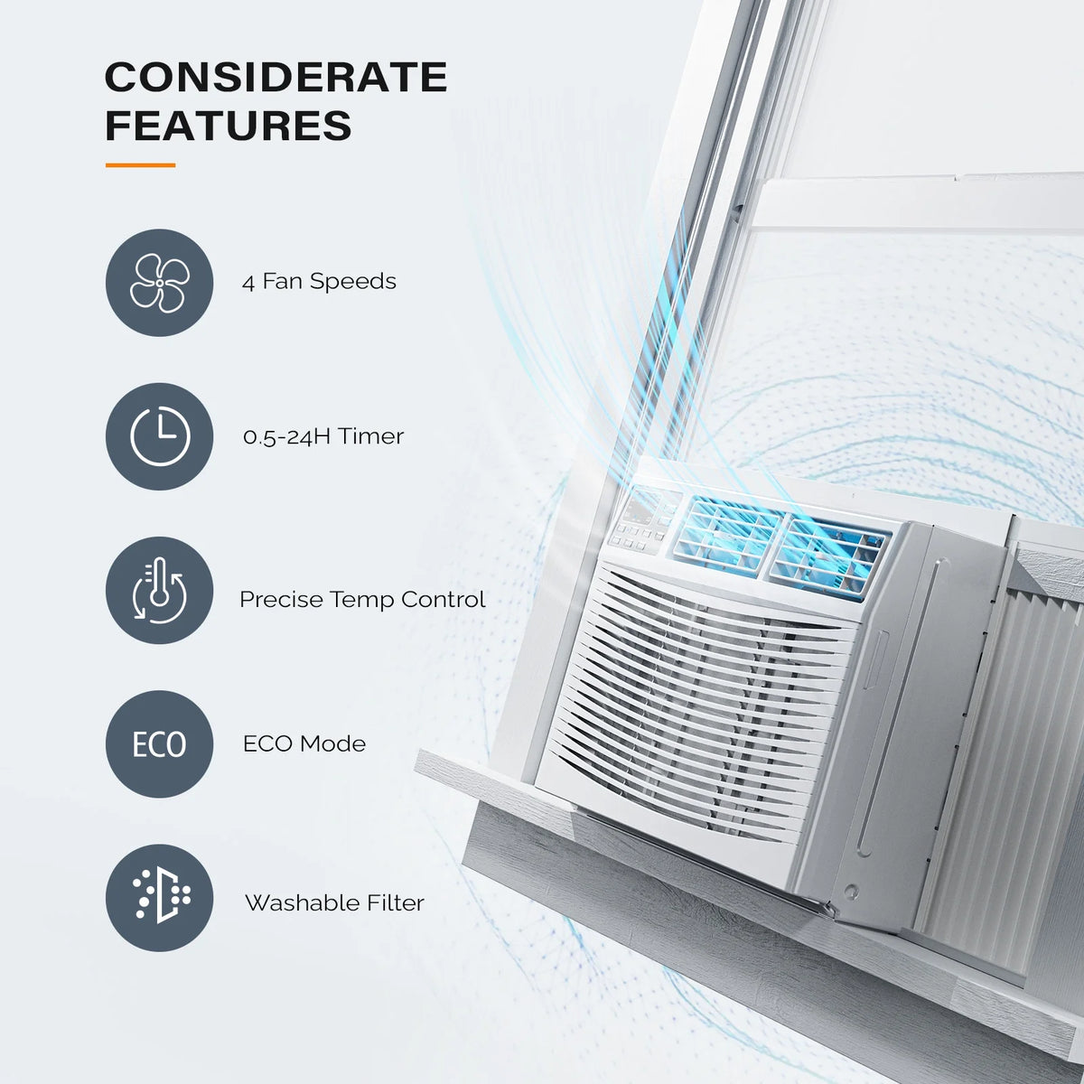 Matladin Window Air Conditioner with Heat, 8000 BTU Window AC Unit & Heater Combo with APP & Voice Smart Control, Timer Function & Easy Installation Kit, 115V/60Hz