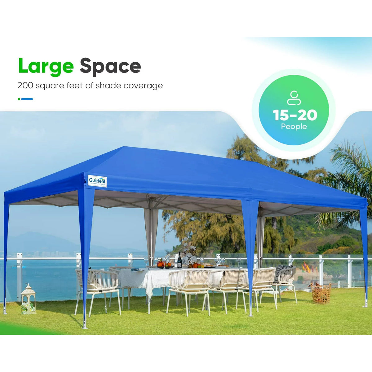 Quictent 10x20ft Easy Pop up Canopy Tent Instant Outdoor Canopy Shelter Folding Party Tent, White
