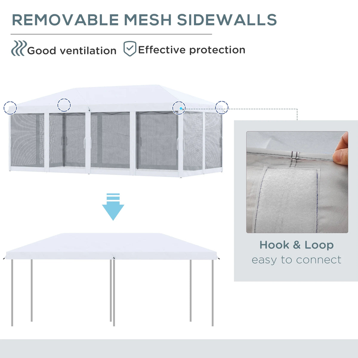 10' x 20' Pop Up Canopy Tent with Netting Heavy Duty Instant Sun Shelter Large Tents for Parties with Carry Bag for Outdoor Garden Patio