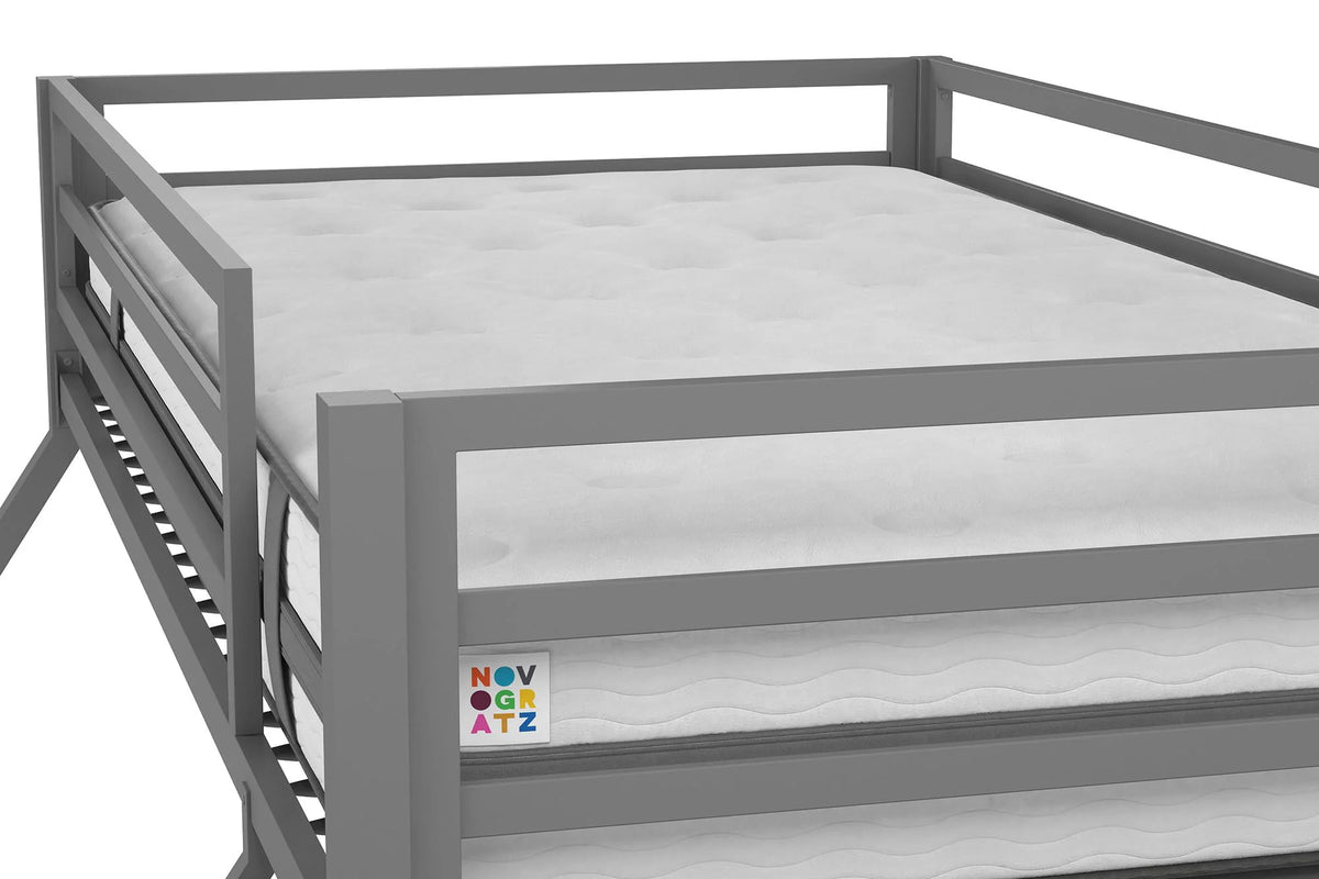 Teen Novogratz Charlie Twin-Over-Full Metal Bunk Bed, Gray