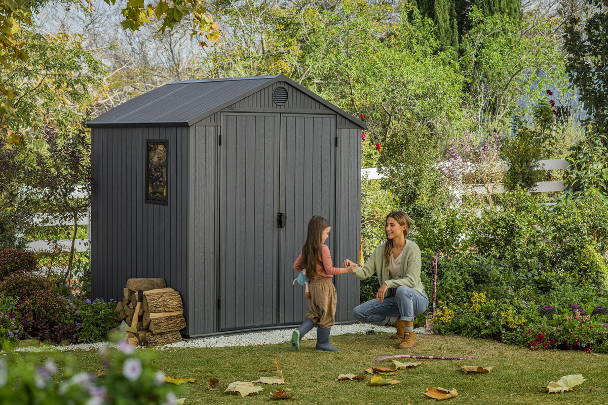 Keter Outdoor Storage Shed, Durable Resin, Compact & Portable, Store-It-Out Darwin, Grey
