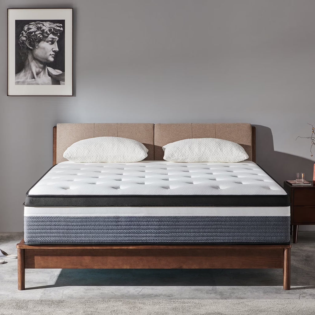 Queen Mattress, JIAVA 12" Medium Memory Foam & Spring Hybrid Mattress, Support for Adult