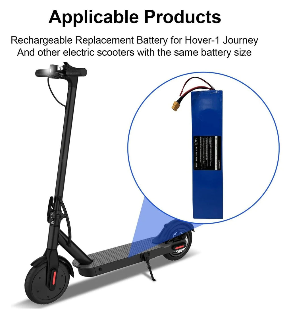36V 7800mAh Electric Scooter Battery Compatible with Hover-1 Journey Electric Scooter, High Capacity Rechargeable Li-ion Battery, Size: 11.41 x 2.75 x 1.37 inch